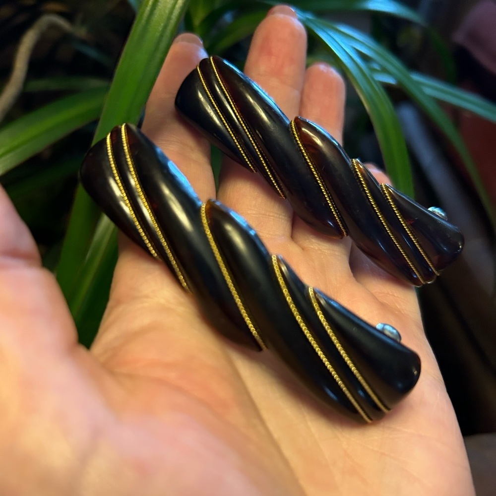 Vintage Faux Tortoise Acrylic Hair Barrettes